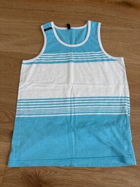 Men's Blue & White Striped Tank Top